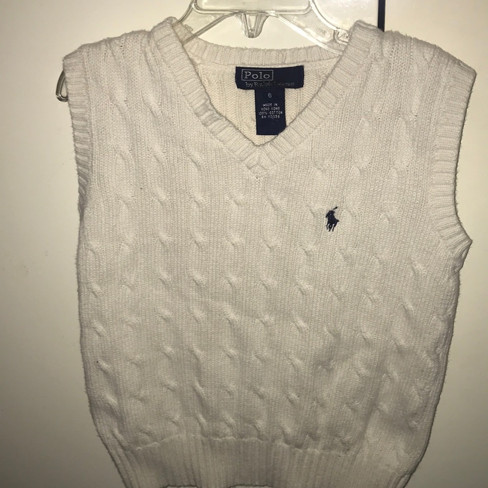 Boys white polo by Ralph Lauren sweater vest